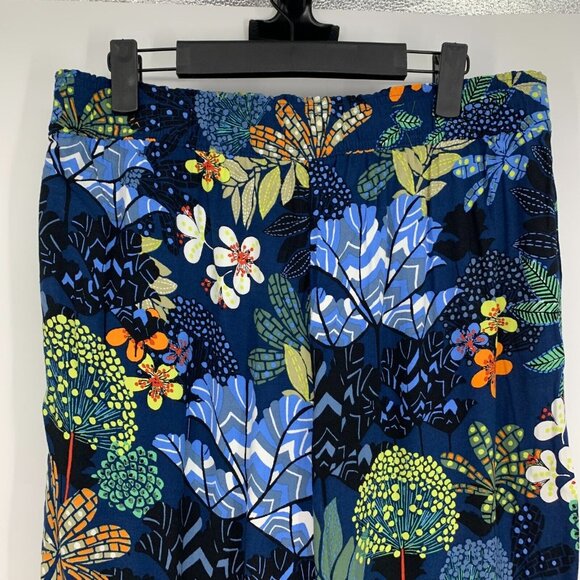 LOFT Pants Blue Floral Print Wide Leg Pull On Pockets - Picture 7 of 9